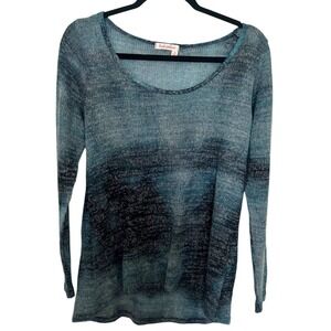 Fresh Produce Blue Ombre Space Dye Knit Sweater Womens XL Long Sleeve Scoop Neck